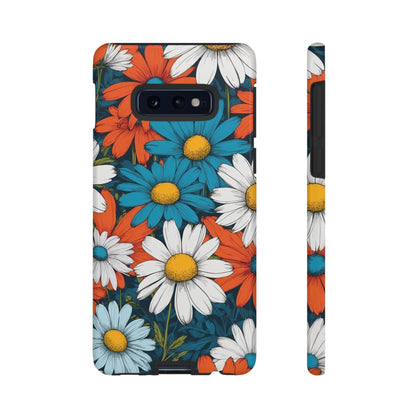 Samsung Galaxy S10E / Glossy Phone Case - Pop Art Daisies Illustration ’Red & Blue’ Phone Case
