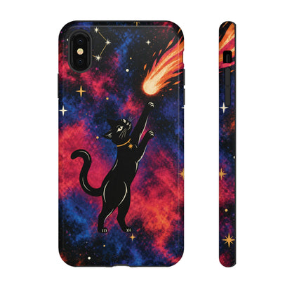 Whimsical Multicolour Celestial Black Cat Phone Case