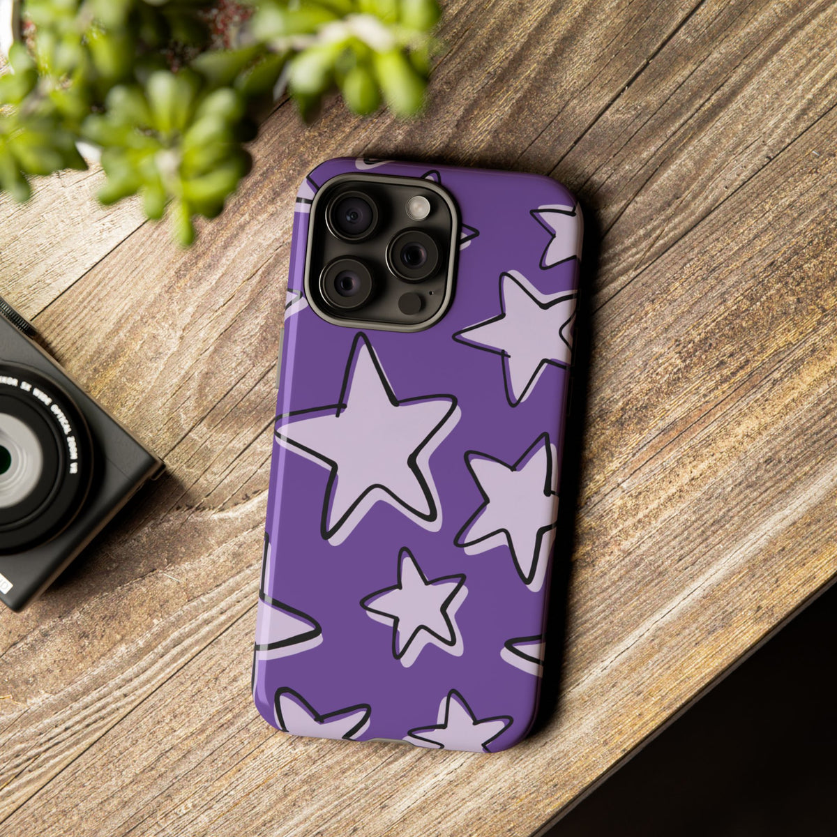 Violet Purple Doodle Star Phone Case