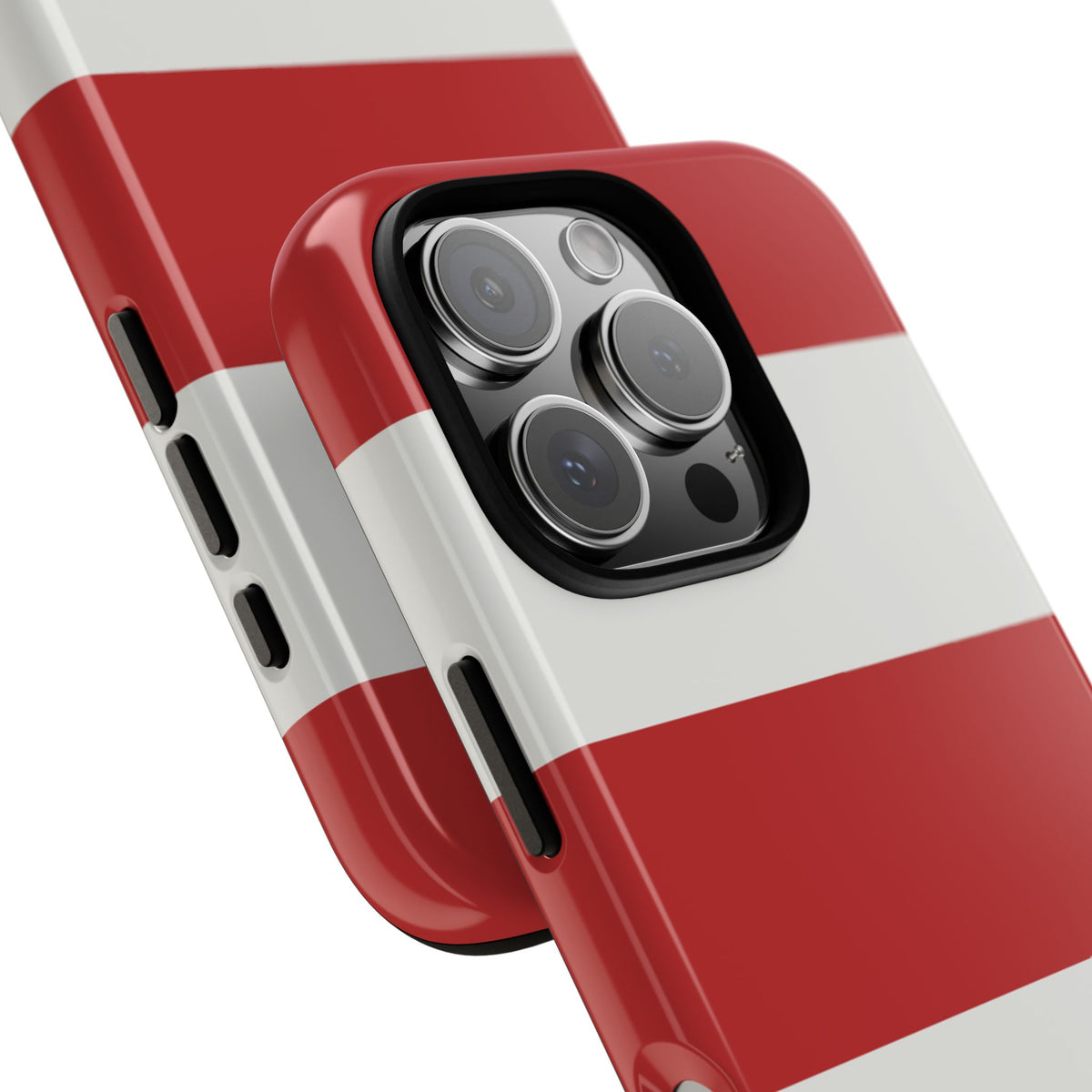 Red & White Horizontal Stripe Pattern Phone Case - Red Phone Case