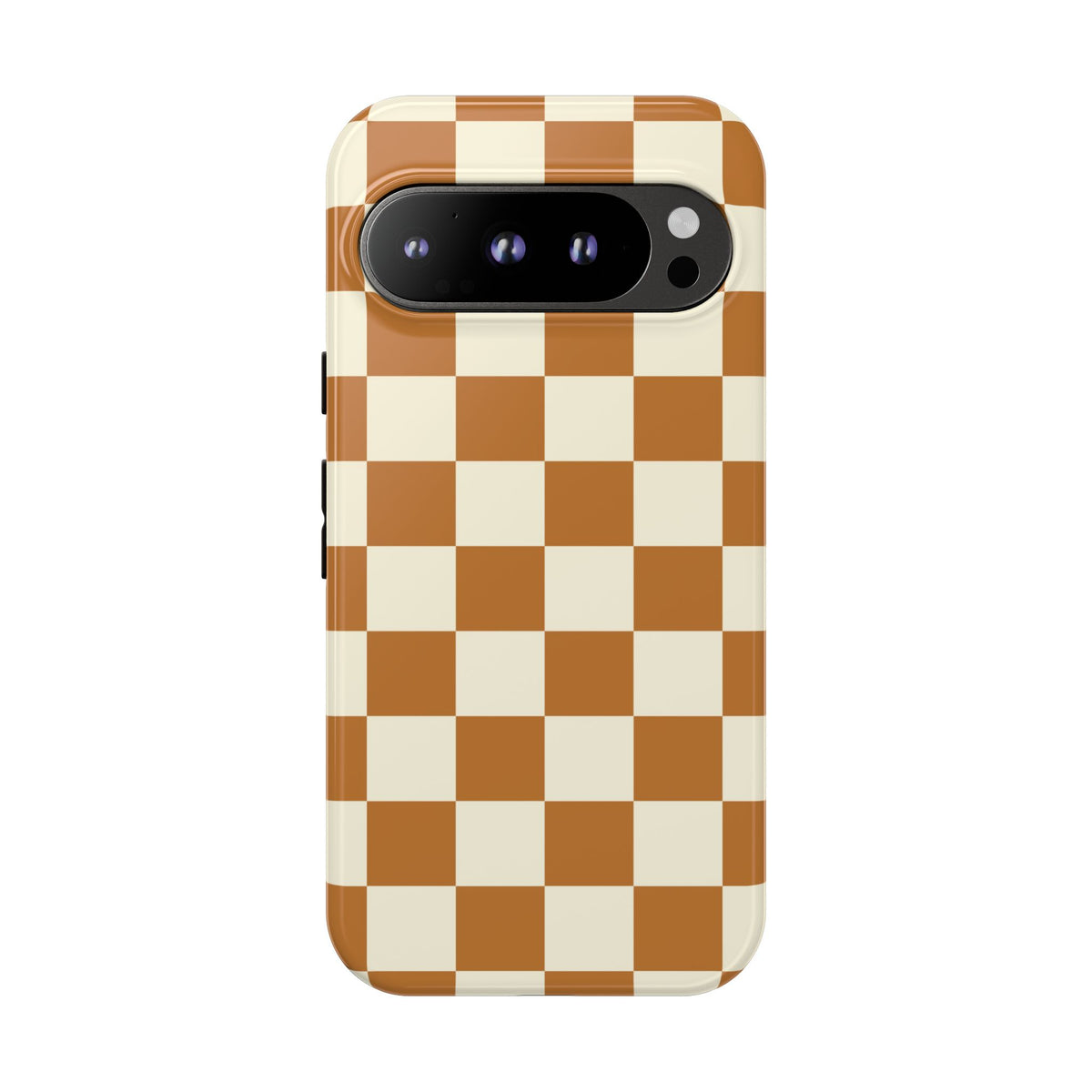 Orange & White Checked Pattern Phone Case - Orange Phone Case - Google Pixel 9 Pro / Glossy