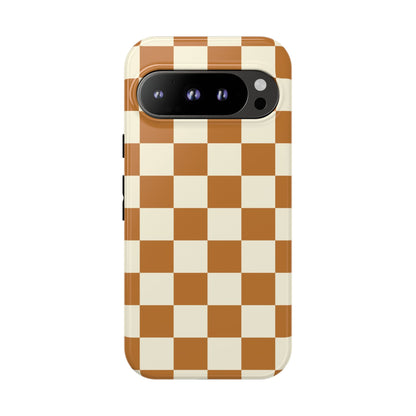 Orange & White Checked Pattern Phone Case - Orange Phone Case - Google Pixel 9 Pro / Glossy