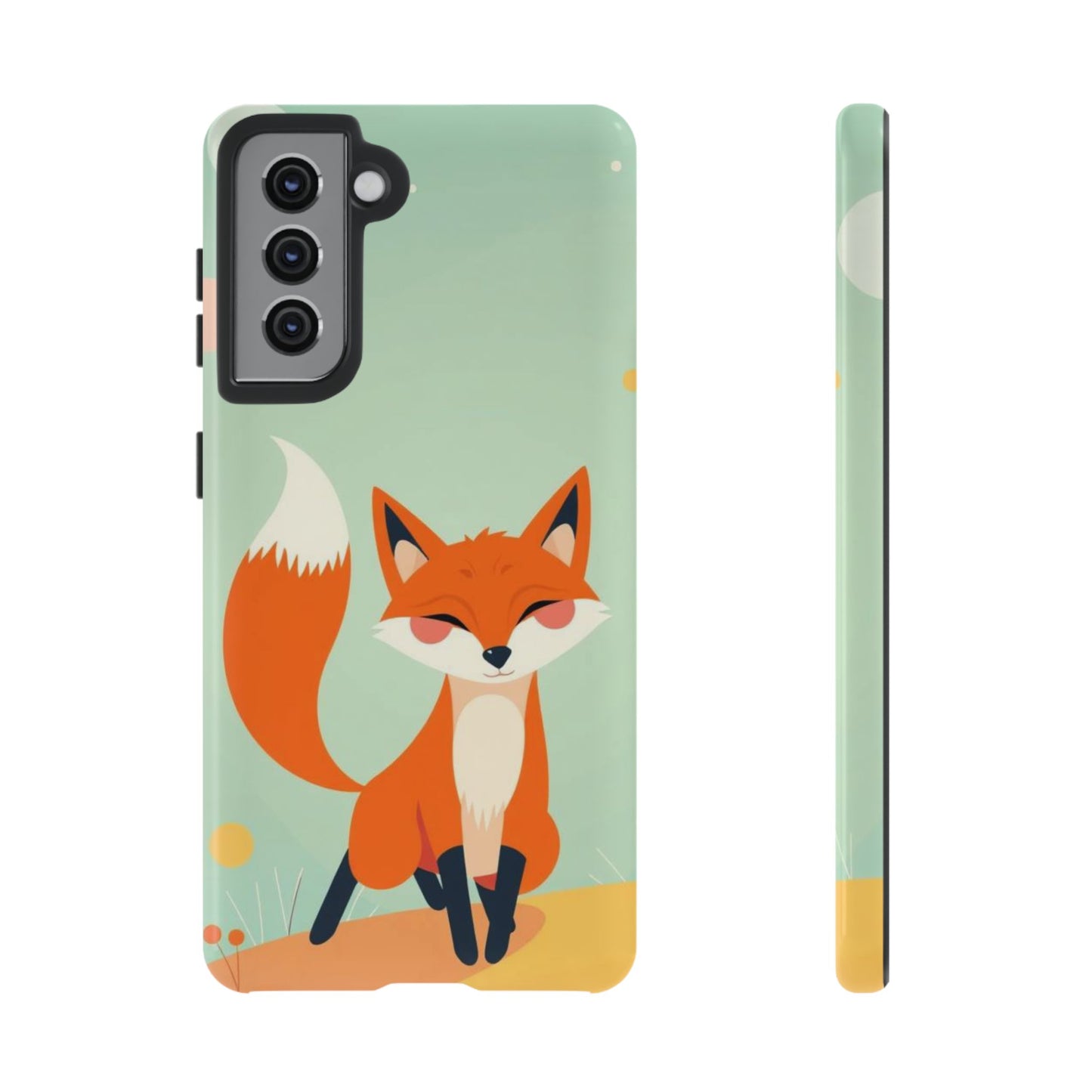 Samsung Galaxy S21 / Glossy Phone Case - Happy Fox Design Phone Case