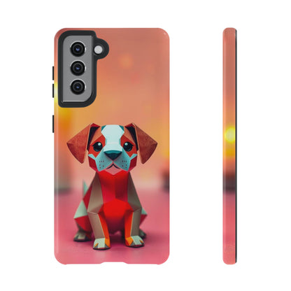 Samsung Galaxy S21 / Glossy Phone Case - Origami Dog Design Phone Case