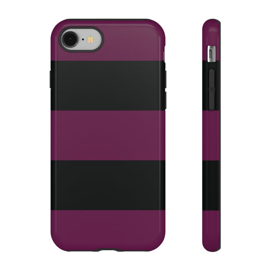 iPhone 8 / Glossy Phone Case - Purple & Black Horizontal Stripe Pattern Phone Case