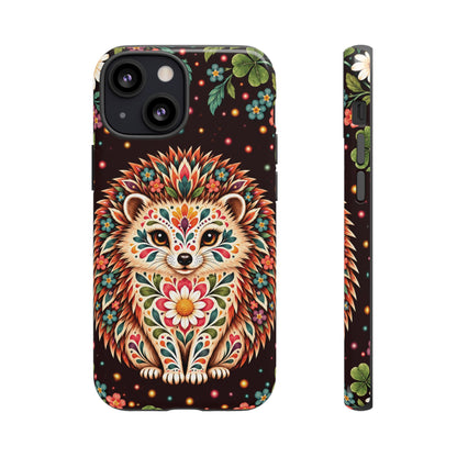 Vibrant Terracotta and Teal Calavera Hedgehog Phone Case - Multicolor Phone Case - iPhone 13 Mini / Glossy