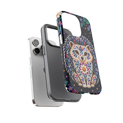 Vibrant Purple and Teal Calavera Hedgehog Phone Case - Multicolor Phone Case