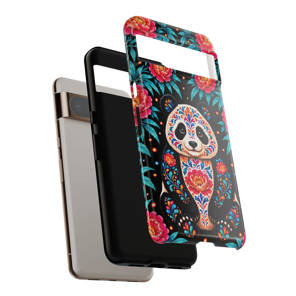 Cute Pink and Turquoise Calavera Panda Phone Case - Multicolor Phone Case