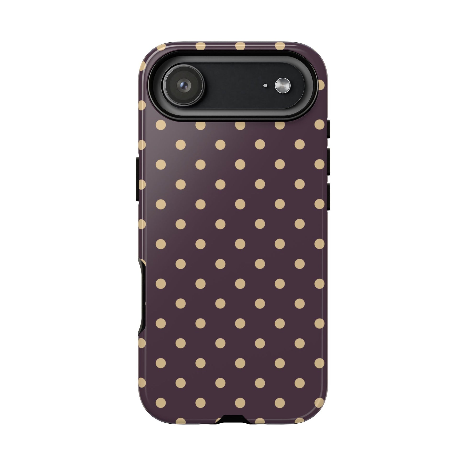 iPhone 17 Air / Glossy Phone Case - Purple with Yellow Dot Pattern Phone Case