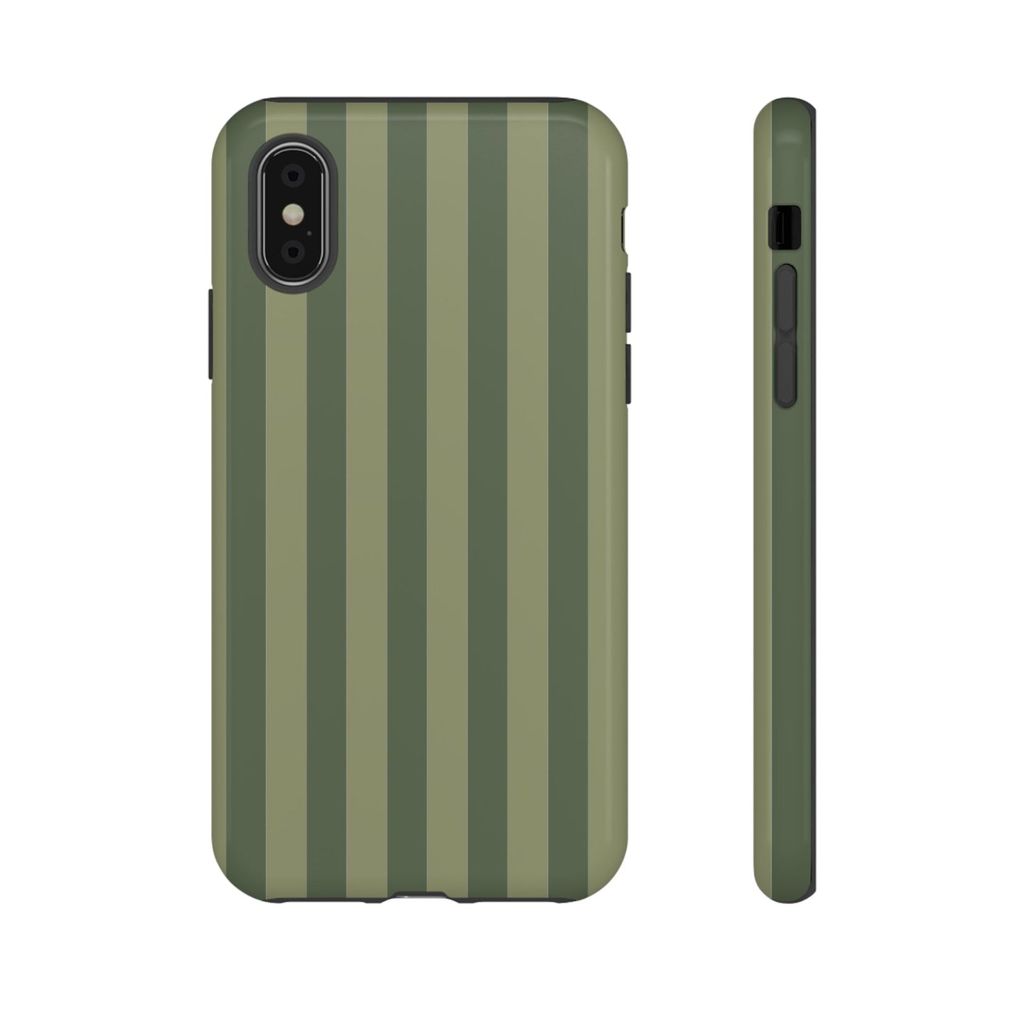 iPhone XS / Glossy Phone Case - ’Green Stripe Pattern’ Phone Case