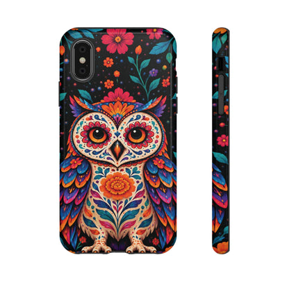 Vibrant Orange and Turquoise Calavera Owl Phone Case - Multicolor Phone Case - iPhone X / Glossy