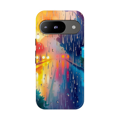 Google Pixel 9 / Glossy Phone Case - Electric Rain Watercolour Design Phone Case