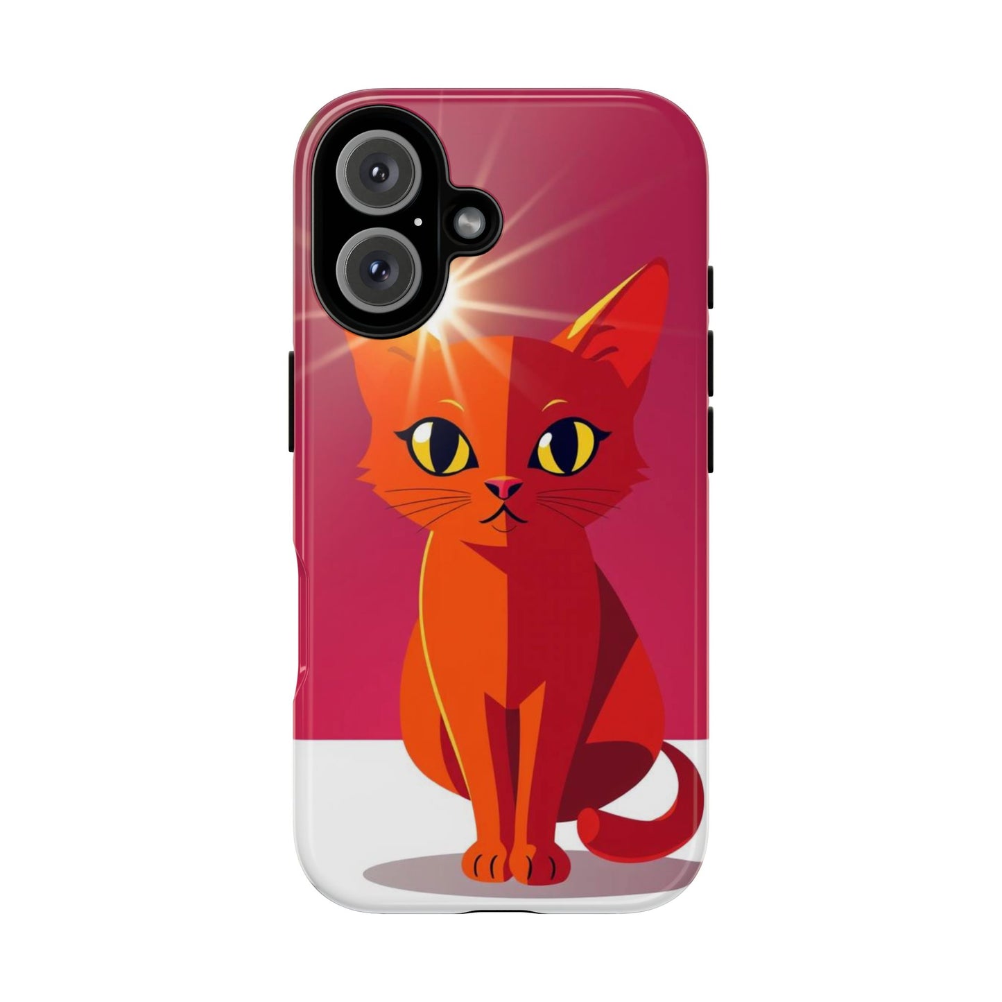 iPhone 16 / Glossy Phone Case - Flashing Cat Design Phone Case