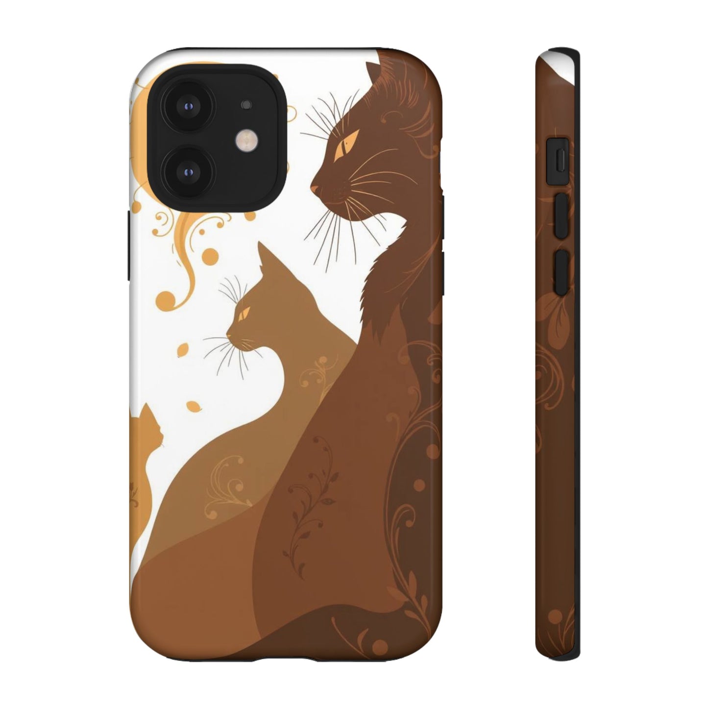 iPhone 12 / Glossy Phone Case - Abstract Cat Pattern Design Phone Case
