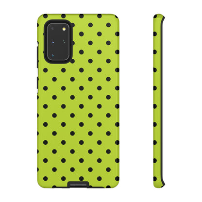 Trendy Neon Lime Green & Black Dot Pattern Phone Case