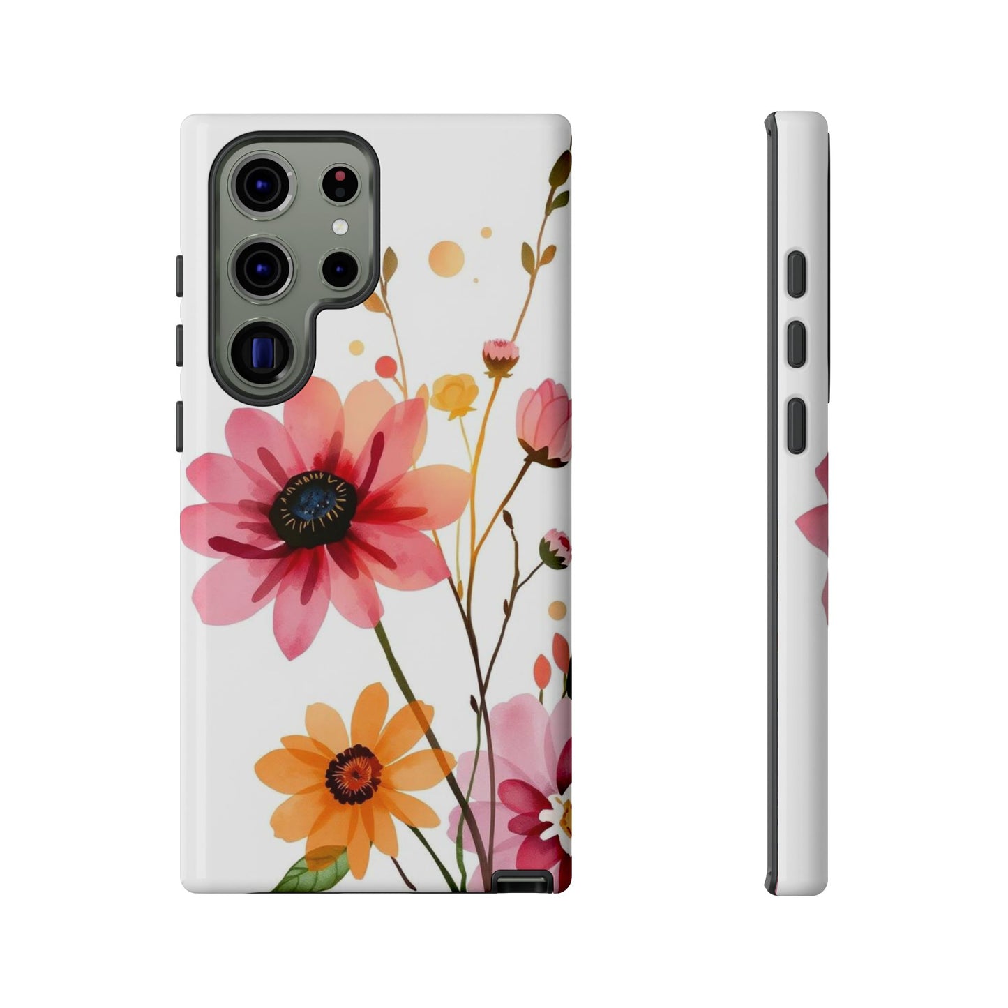 Samsung Galaxy S23 Ultra / Glossy Phone Case - Watercolour Style Simple Wildflower Design Phone Case