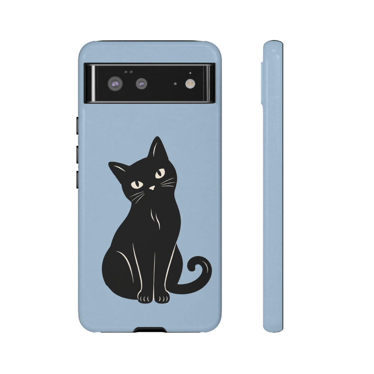 Minimalist Powder Blue & Black Cat Phone Case