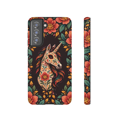 Elegant Terracotta and Teal Calavera Unicorn Phone Case - Phone Case - Samsung Galaxy S21 FE / Glossy