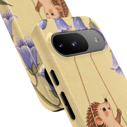 Whimsical Buttercream Hedgehog and Bluebell Phone Case - Yellow Phone Case