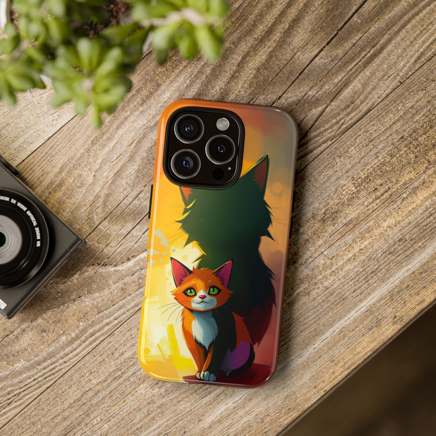 Mobile phone case with pop art gothic cat design