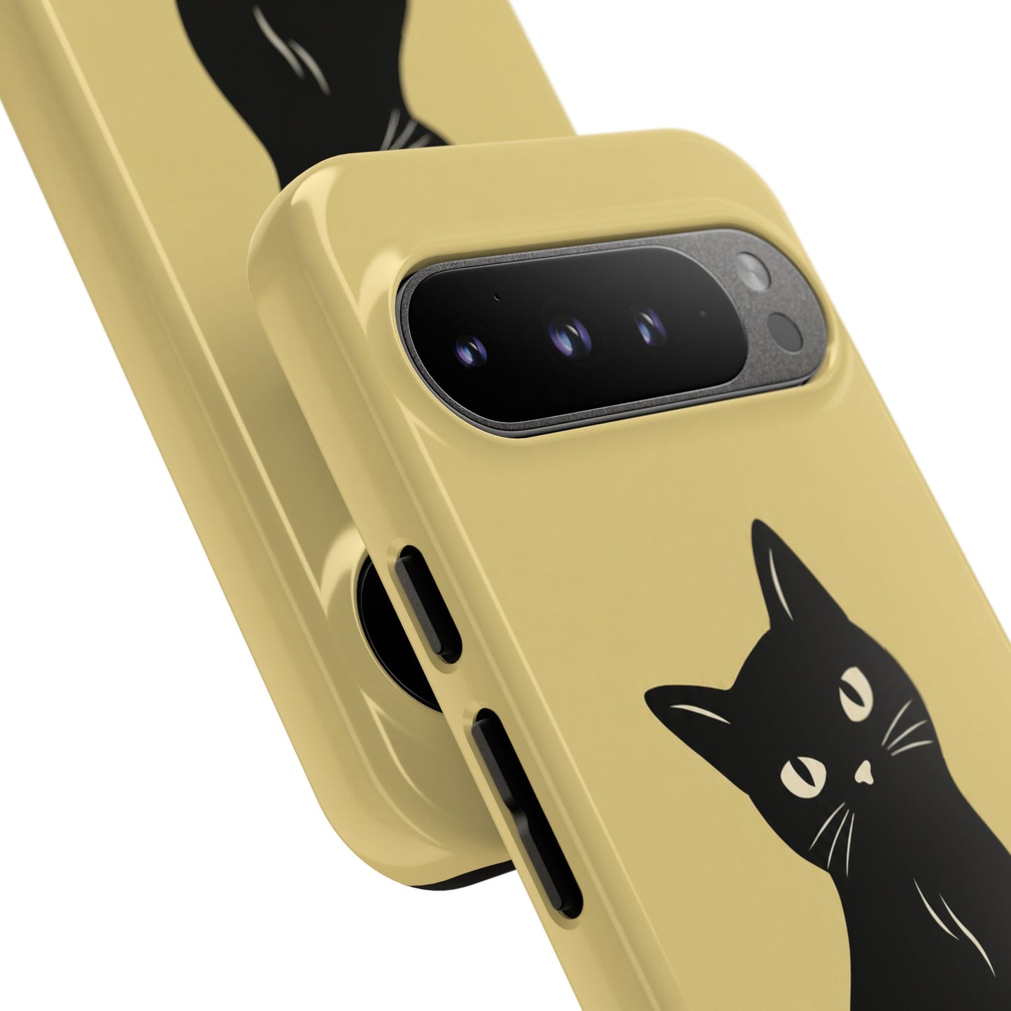 Minimalist Butter Yellow & Black Cat Phone Case