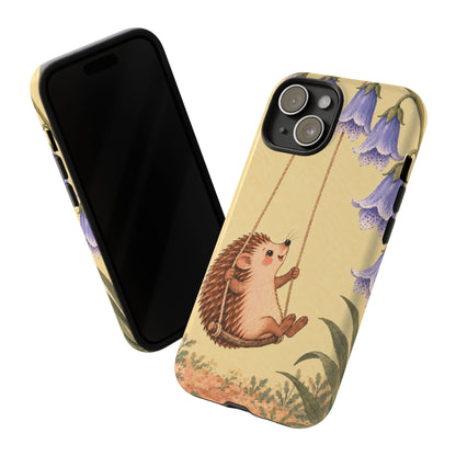 Whimsical Buttercream Hedgehog and Bluebell Phone Case - Yellow Phone Case