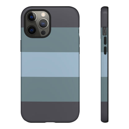 iPhone 12 Pro Max / Glossy Phone Case - Shades of Blue Horizontal Stripe Pattern Phone Case