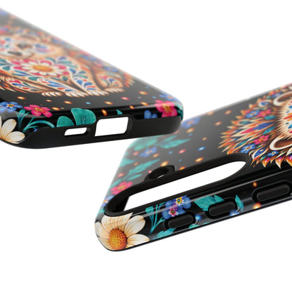 Vibrant Orange and Turquoise Calavera Hedgehog Phone Case - Multicolor Phone Case