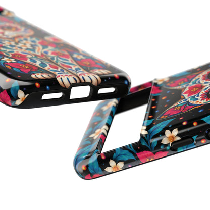 Vibrant Pink and Turquoise Calavera Cat Phone Case - Multicolor Phone Case