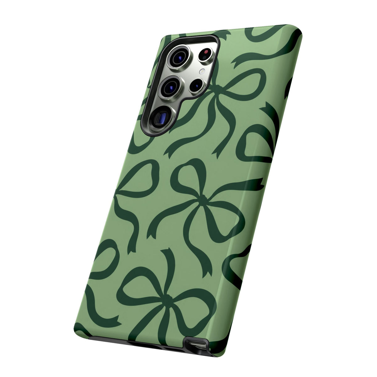 Bold Sage Green and Forest Green Bow Pattern Phone Case