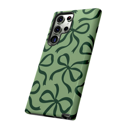 Bold Sage Green and Forest Green Bow Pattern Phone Case