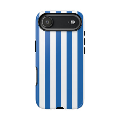 iPhone 17 Air / Glossy Phone Case - Simple Light Blue & White Stripe Pattern Phone Case
