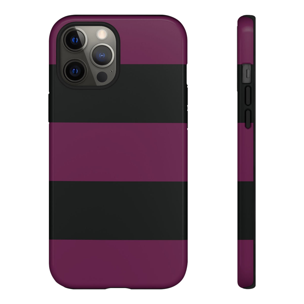 Purple & Black Horizontal Stripe Pattern Phone Case - Purple Phone Case - iPhone 12 Pro Max / Glossy