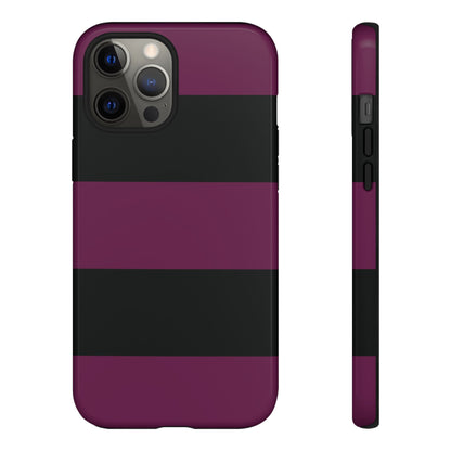 Purple & Black Horizontal Stripe Pattern Phone Case - Purple Phone Case - iPhone 12 Pro Max / Glossy