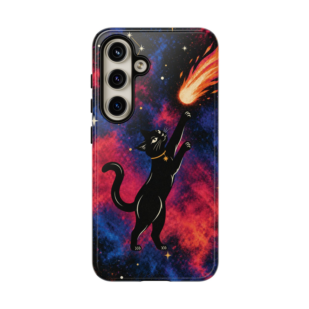 Whimsical Multicolour Celestial Black Cat Phone Case