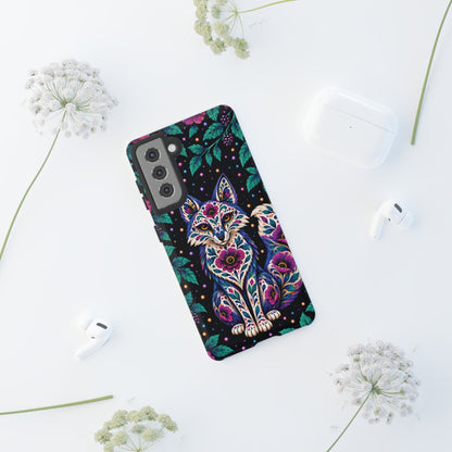 Vibrant Purple and Teal Calavera Fox Phone Case - Multicolor Phone Case