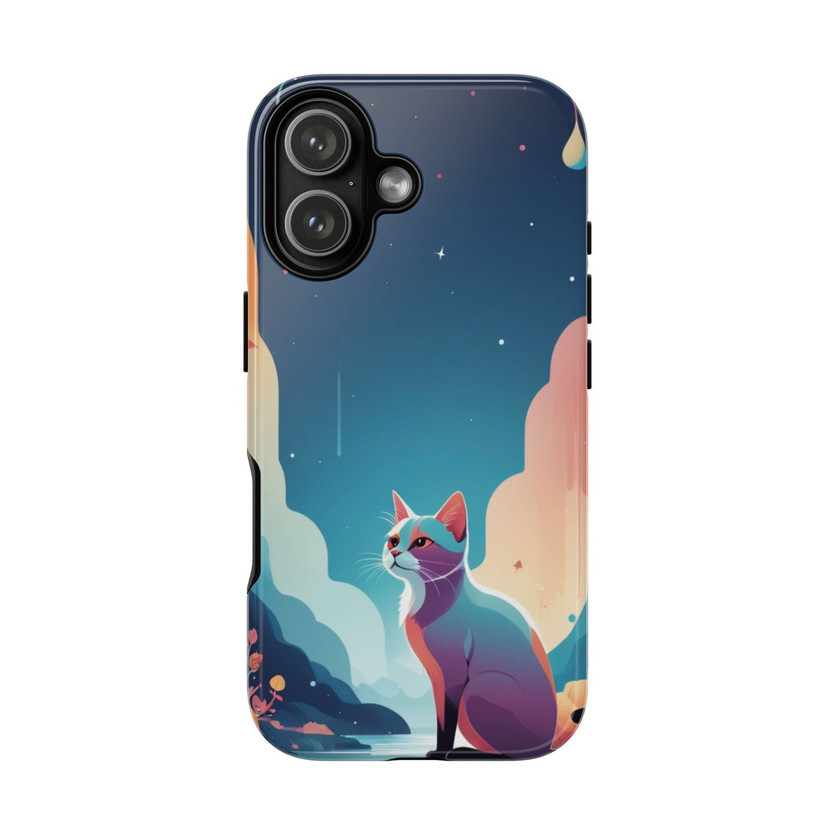 Stylised Cat Design Phone Case - Multicolor Phone Case - iPhone 17 / Glossy