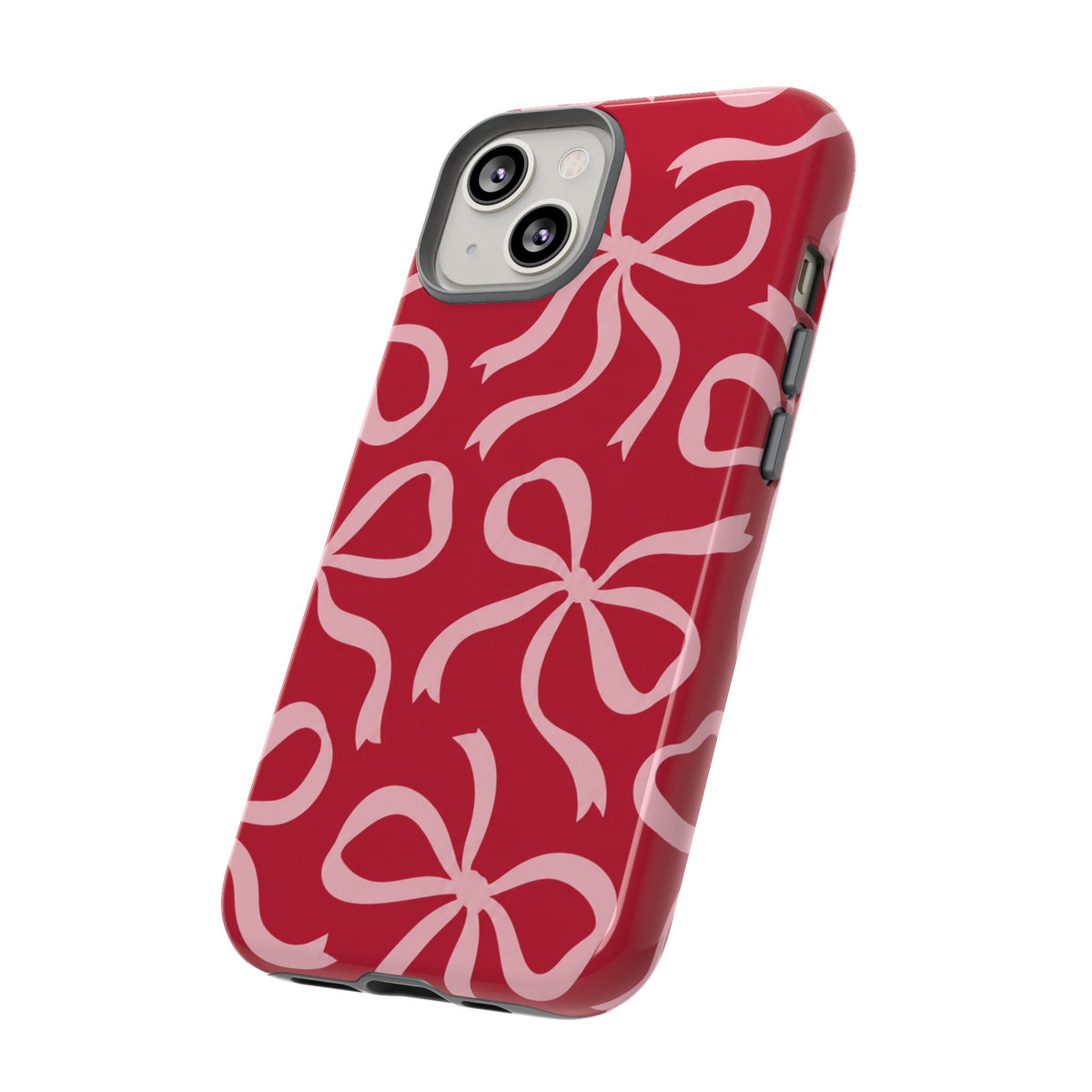 Bold Raspberry Red and Blush Pink Bow Pattern Phone Case
