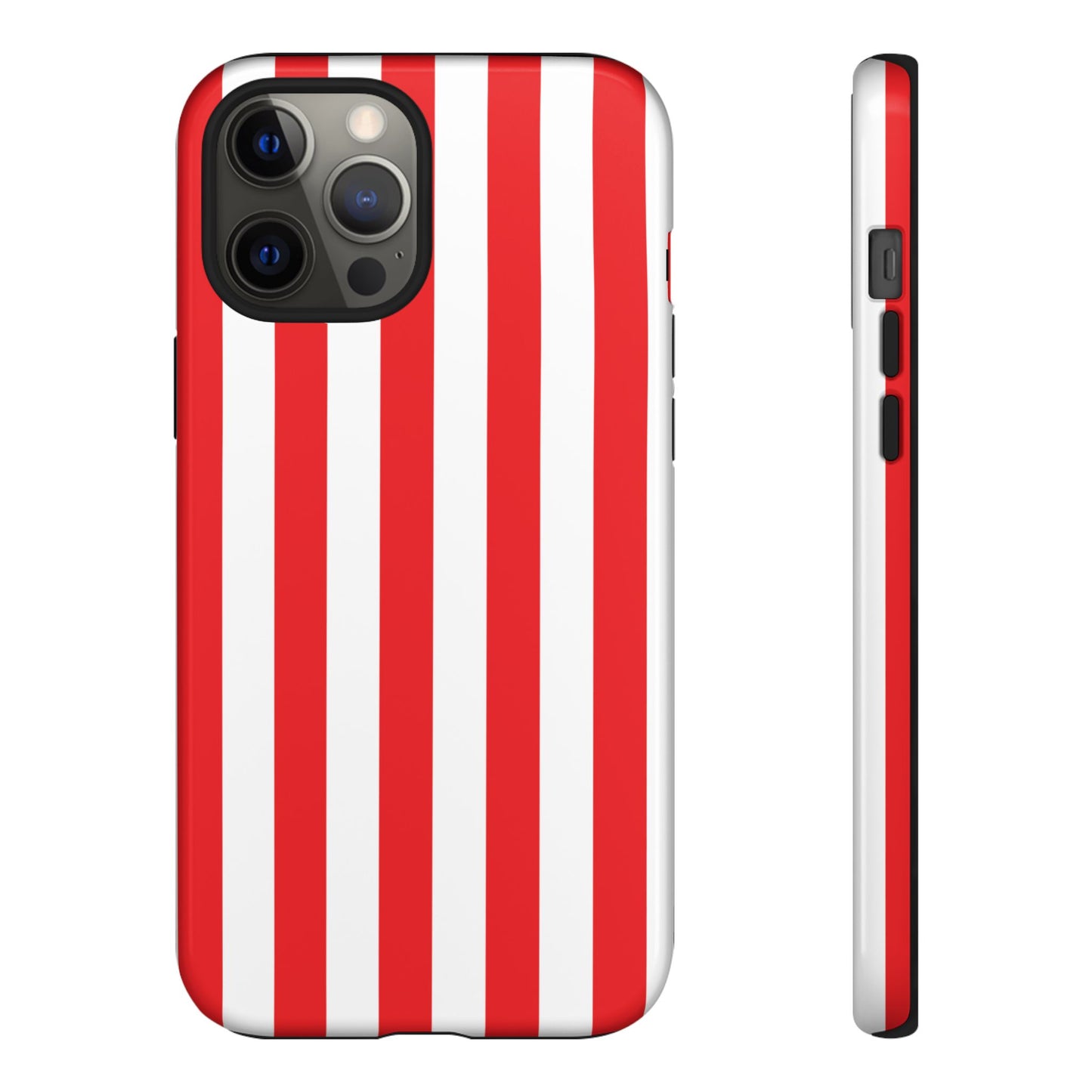 iPhone 12 Pro Max / Glossy Phone Case - Simple Red & White Stripe Pattern Phone Case