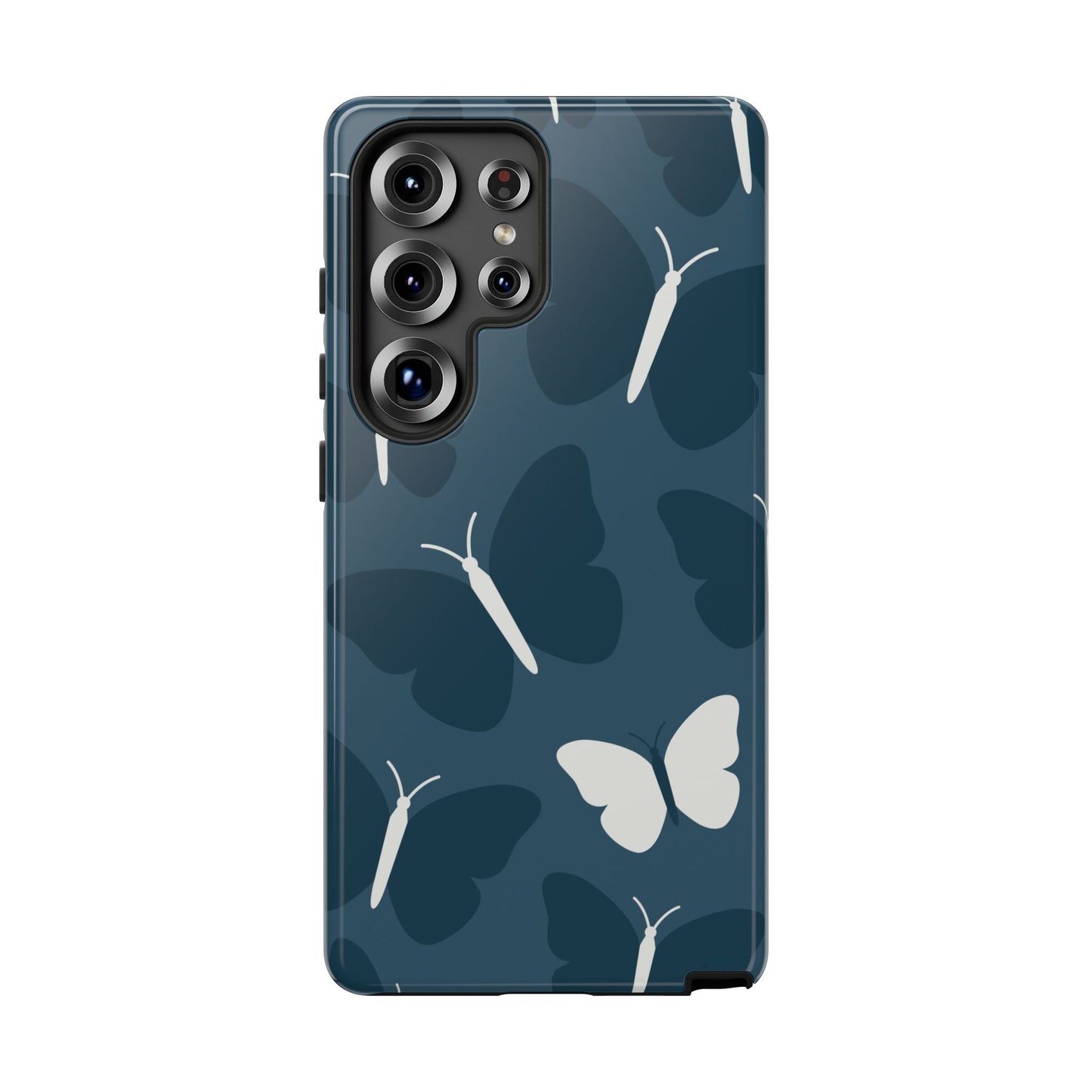 Minimalist Dark Blue Butterfly Pattern Phone Case - Blue Phone Case - Samsung Galaxy S25 Ultra / Glossy
