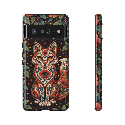 Vibrant Terracotta and Teal Calavera Fox Phone Case - Multicolor Phone Case - Google Pixel 6 Pro / Glossy