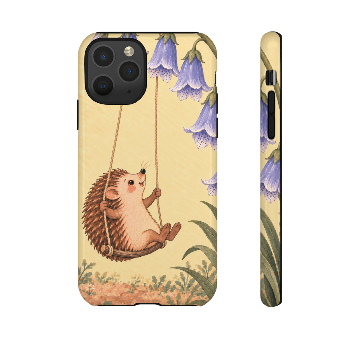 Whimsical Buttercream Hedgehog and Bluebell Phone Case - Yellow Phone Case - iPhone 11 Pro / Glossy