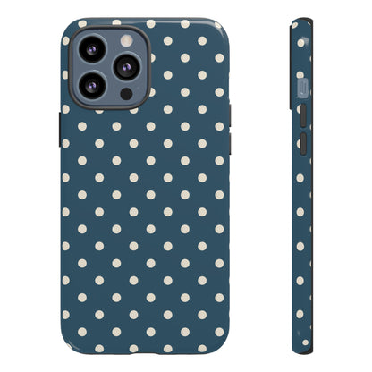 iPhone 13 Pro Max / Glossy Phone Case - ’Blue & White Dot Pattern’ Phone Case