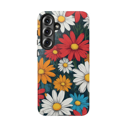 Samsung Galaxy S25 Plus / Glossy Phone Case - Pop Art Daisies Illustration ’Red & Orange’ Phone Case