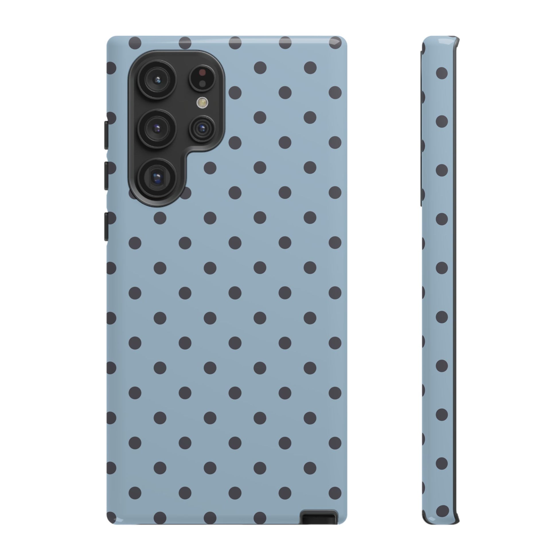 Samsung Galaxy S22 Ultra / Glossy Phone Case - Light Blue with Dark Blue Dot Pattern Phone Case