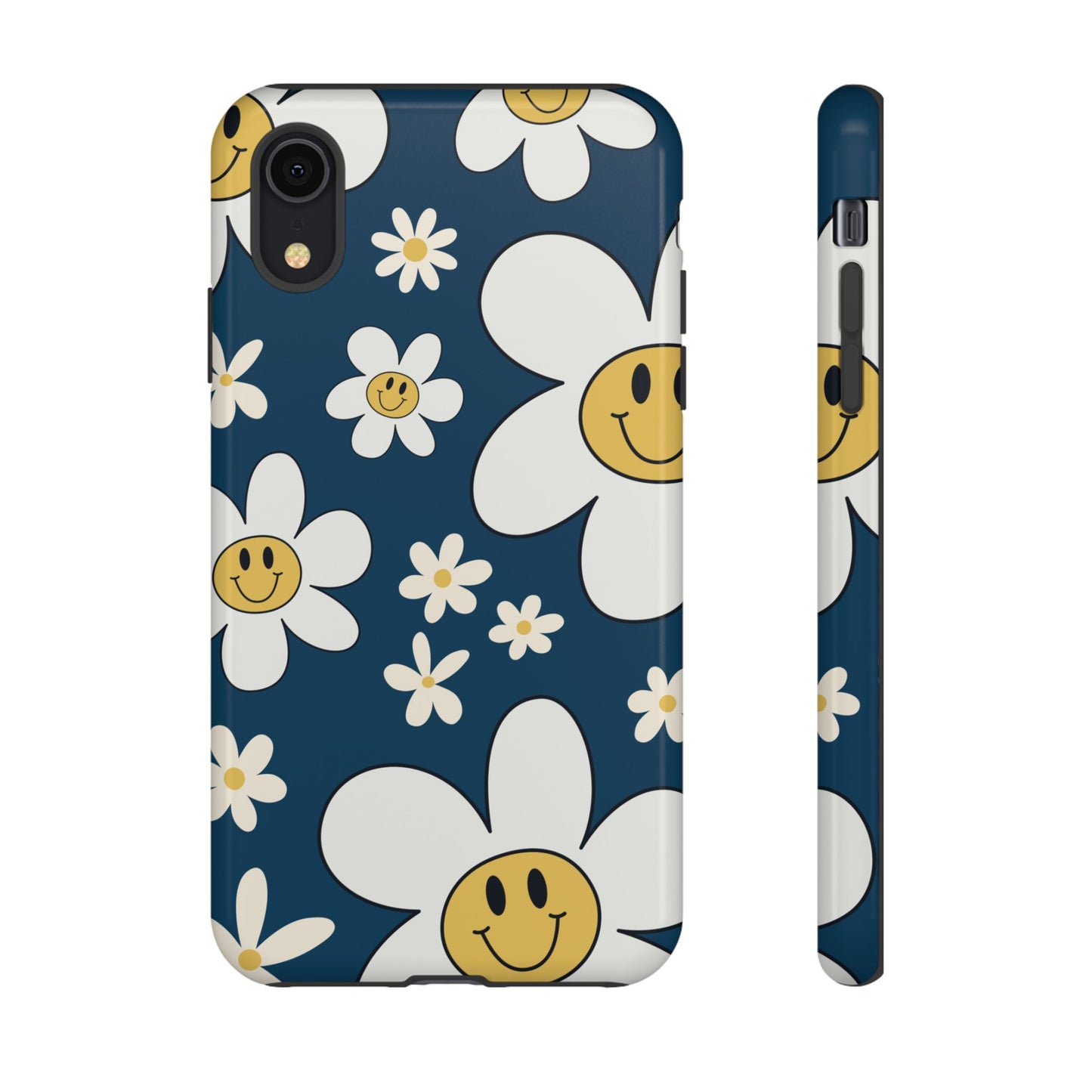 Fun Retro Daisy Pattern with Blue Background Phone Case - Blue Phone Case - iPhone XR / Glossy