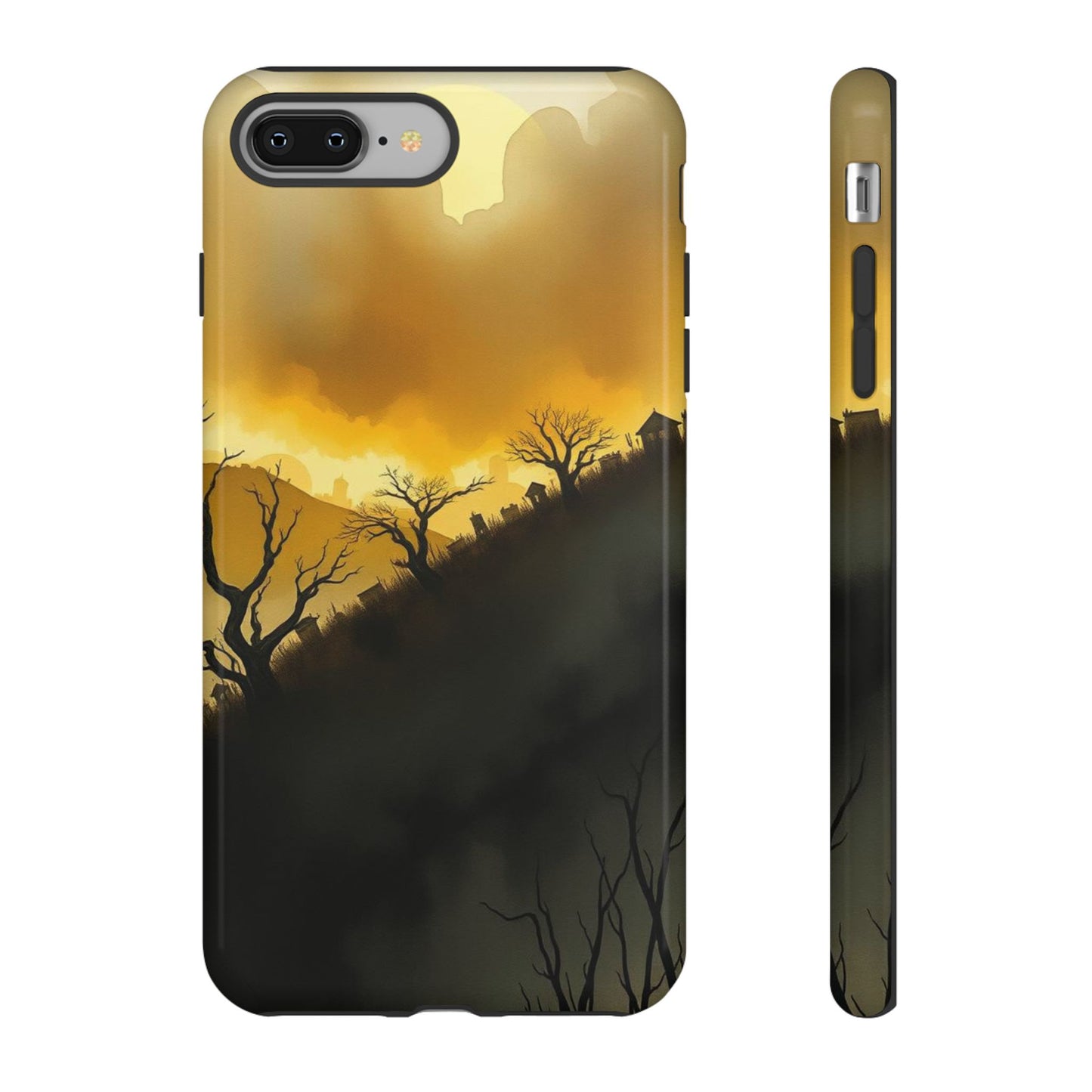 iPhone 8 Plus / Glossy Phone Case - Eerie Graveyard Watercolour Design Phone Case