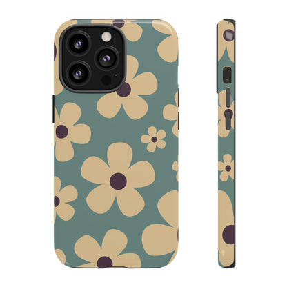 Cute Blue & Cream Daisy Pattern Phone Case - Blue Phone Case - iPhone 13 Pro / Glossy