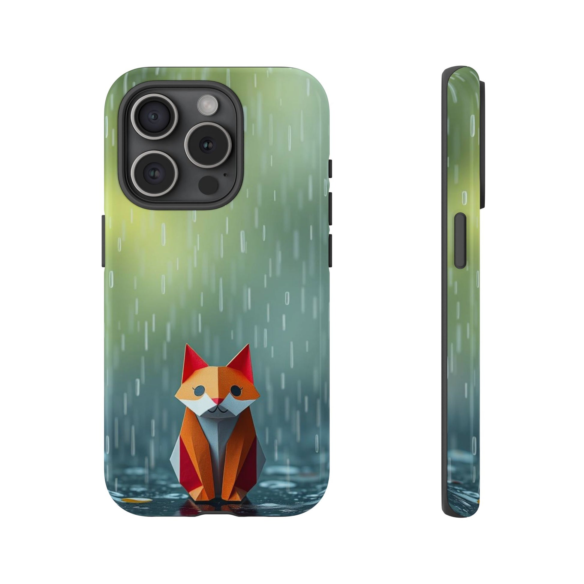 Cute Origami ’Soggy Fox’ Design Phone Case - Multicolor Phone Case - iPhone 15 Pro / Glossy