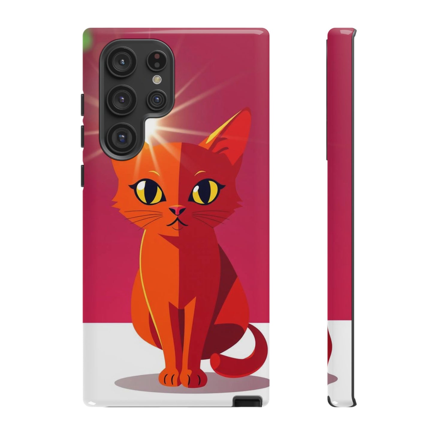 Samsung Galaxy S22 Ultra / Glossy Phone Case - Flashing Cat Design Phone Case